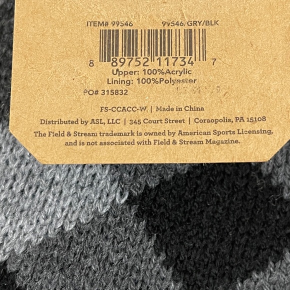 Field & Stream Cozy Cabin Gray and Black Plaid Knit Beanie Hat NWT - Picture 6 of 7